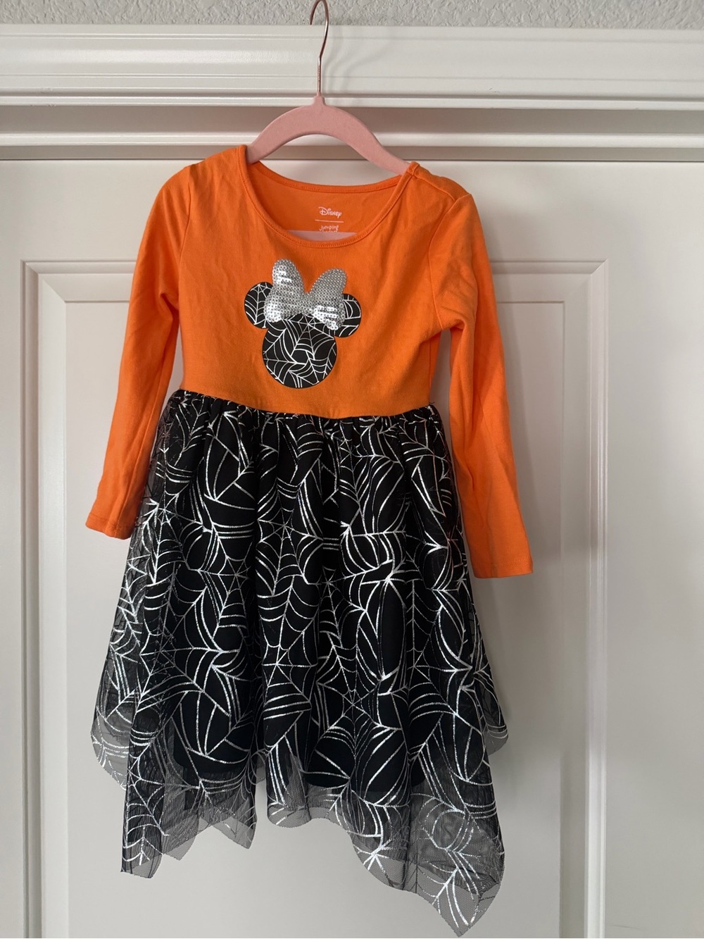 jumping beans Orange and Black Spiderweb Minnie Dress